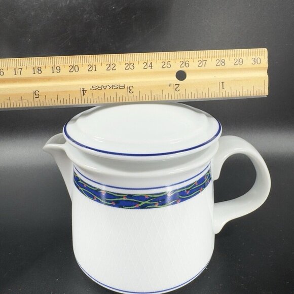 Dansk New Scandia Porcelain Trellis Floral Sugar And Creamer Blue White Set 2 - Picture 3 of 14